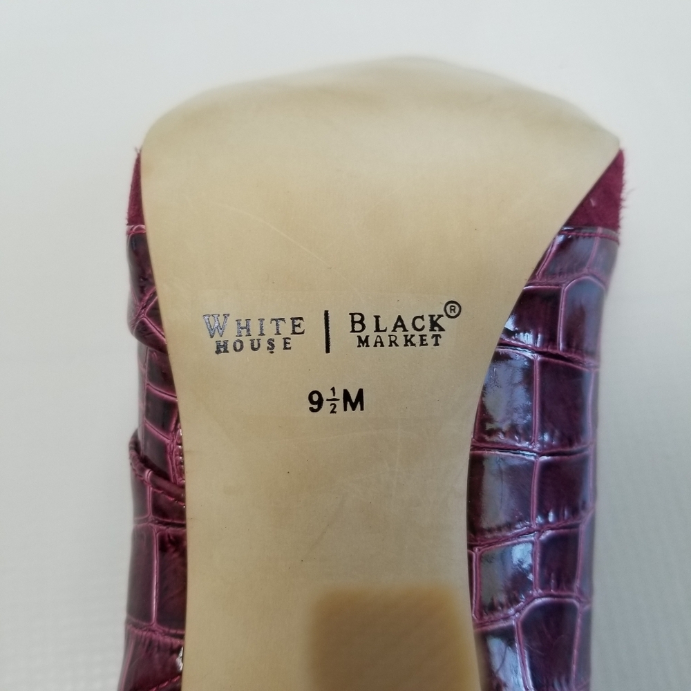 WHBM Maddox Croc Embossed Peep Toe Pumps Heels 9.5 - Picture 9 of 10